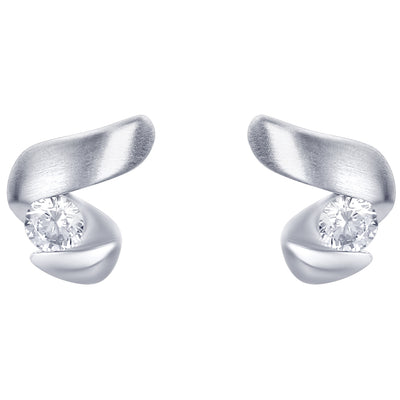 Sterling Silver Ribboned Rosette Earrings for Women