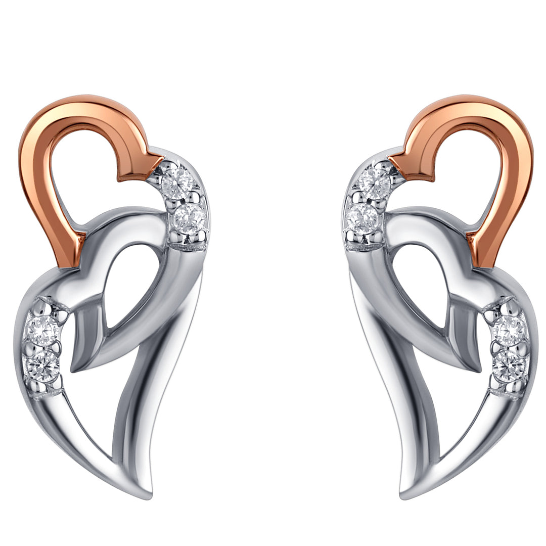 Two-Tone Sterling Silver Interlocking Hearts Earrings for Women