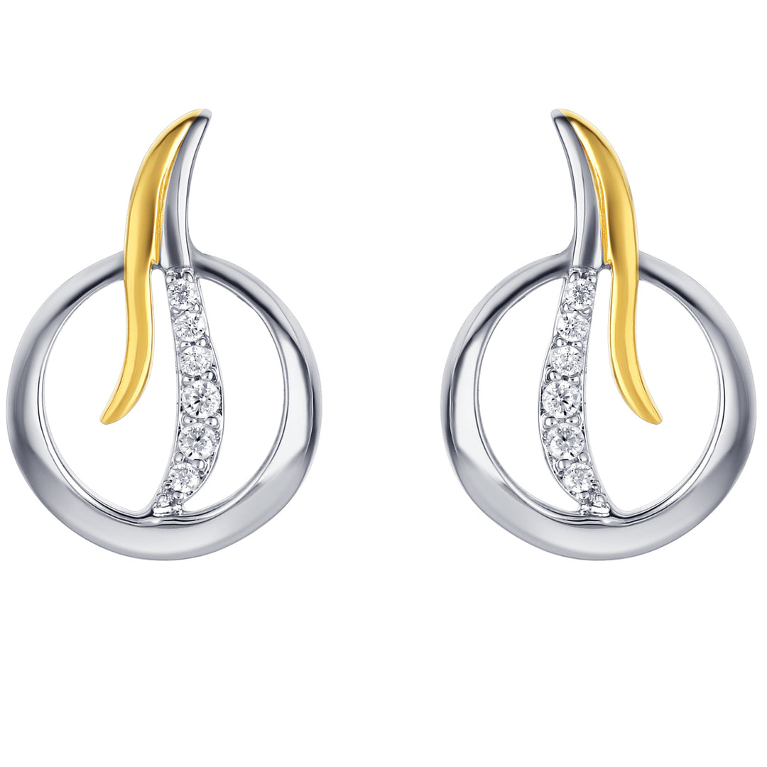 Two-Tone Sterling Silver Open Circle Earrings for Women