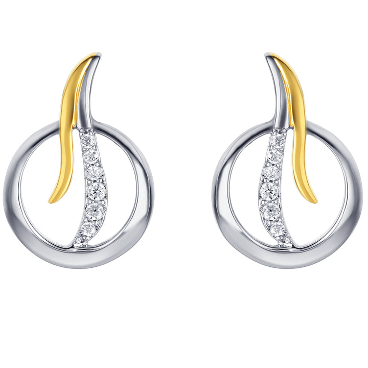 Two-Tone Sterling Silver Open Circle Earrings for Women