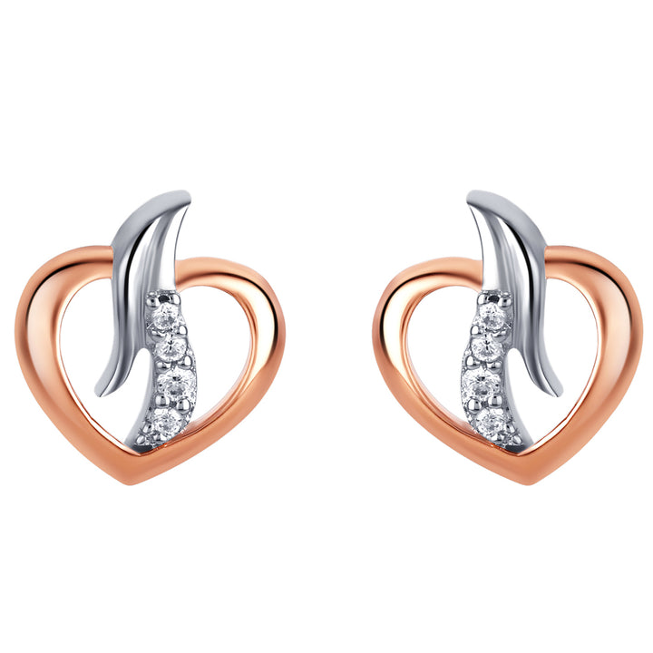 Two-Tone Sterling Silver Open Heart Earrings for Women