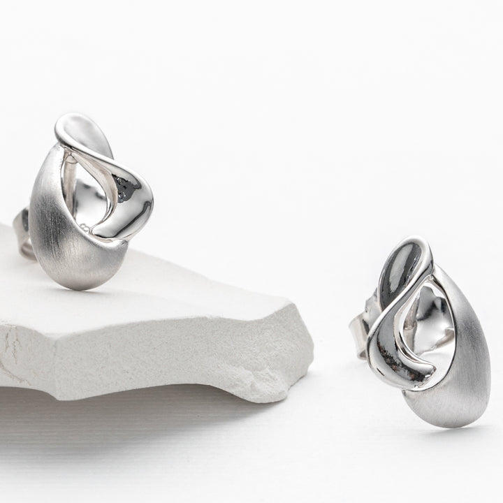 Sterling Silver Curled Open Dewdrop Earrings for Women