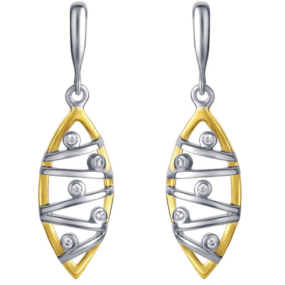 Two-Tone Sterling Silver Raindrop Dangle Earrings for Women