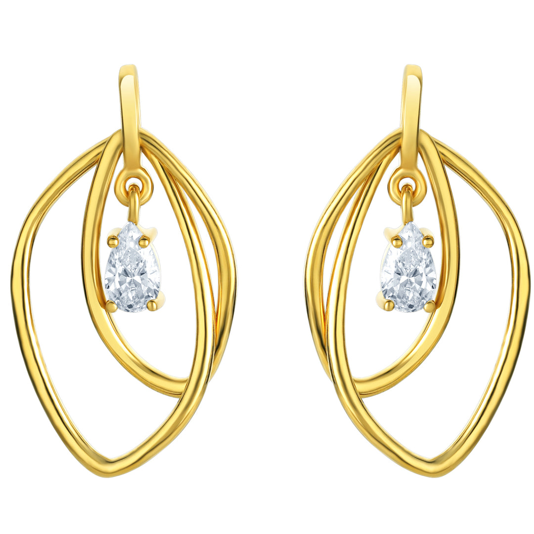Yellow-Tone Sterling Silver Lotus Petal Drop Earrings for Women
