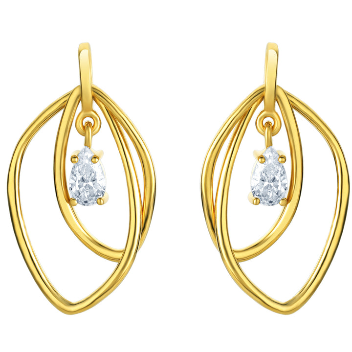 Yellow-Tone Sterling Silver Lotus Petal Drop Earrings for Women