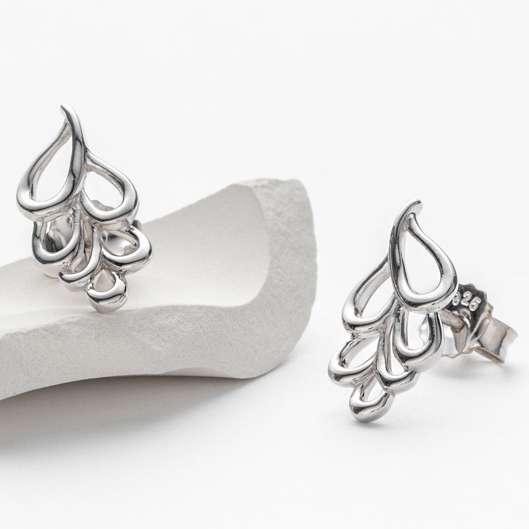 Sterling Silver Clustered Teardrop Earrings for Women