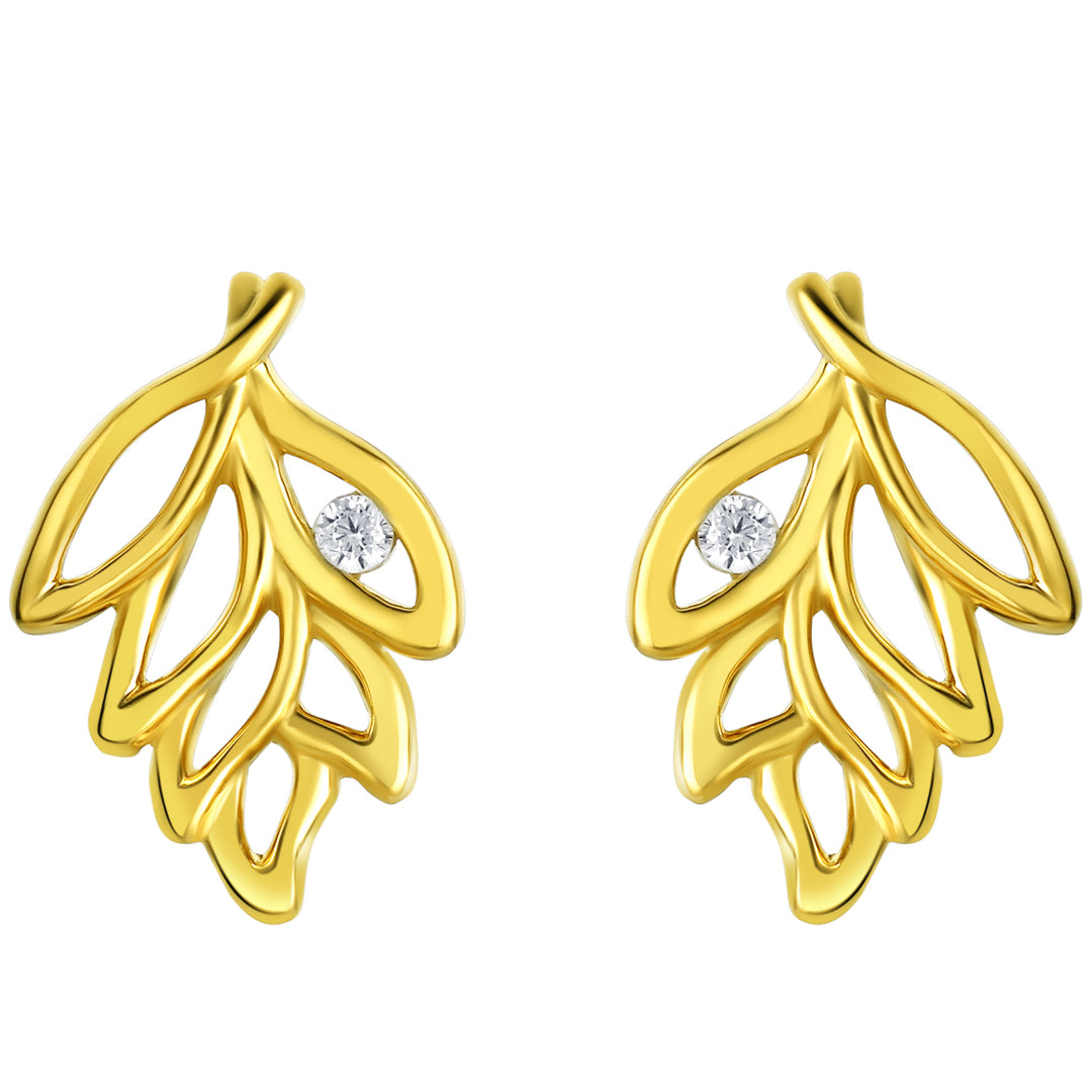 Yellow-Tone Sterling Silver Falling Leaves Earrings for Women