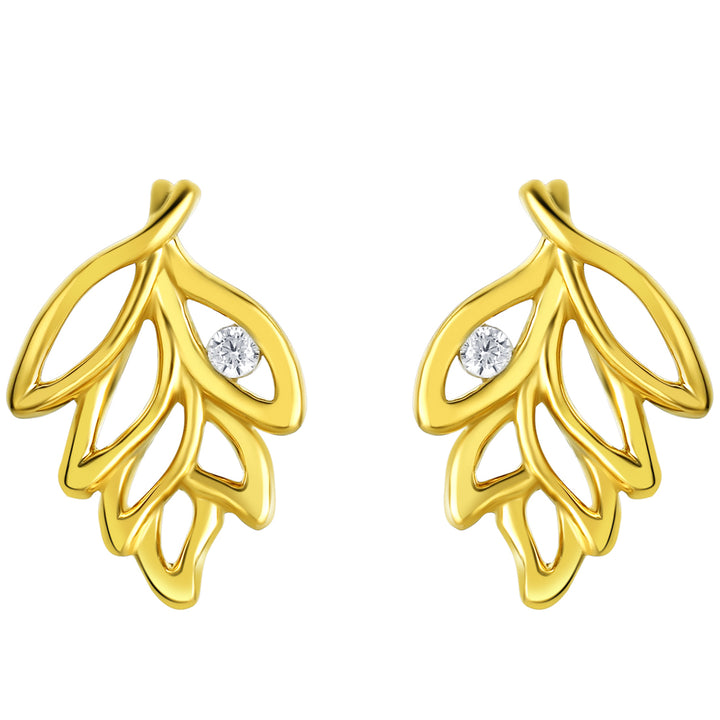 Yellow-Tone Sterling Silver Falling Leaves Earrings for Women