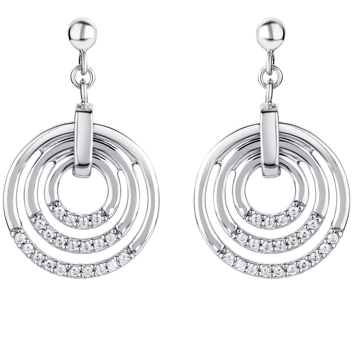 Sterling Silver Three Circle Generation Drop Earrings for Women