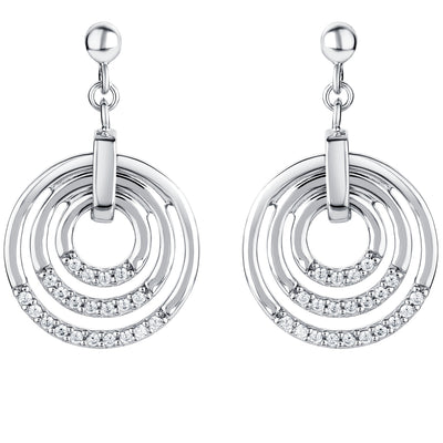 Sterling Silver Three Circle Generation Drop Earrings for Women