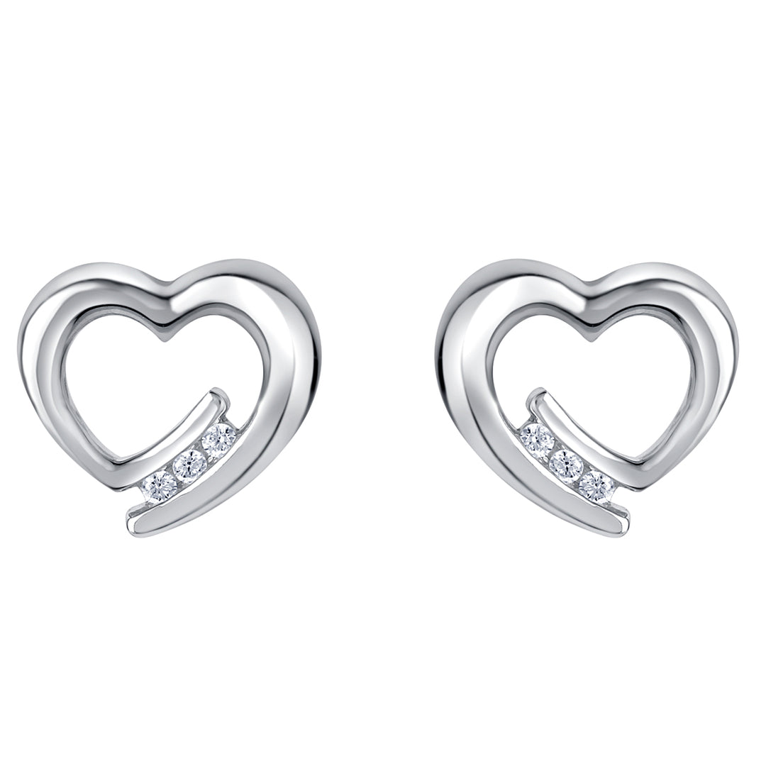 Sterling Silver Tilted Heart Earrings