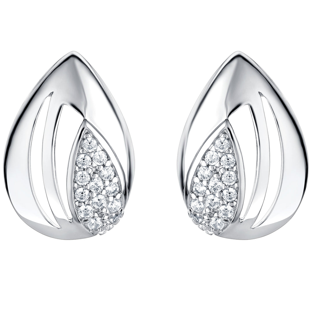 Sterling Silver Sterling Silver Embellished Open Teardrop Earrings for Women