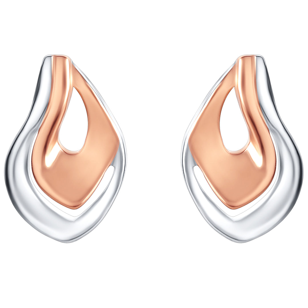 Two-Tone Sterling Silver Layered Teardrop Earrings for Women