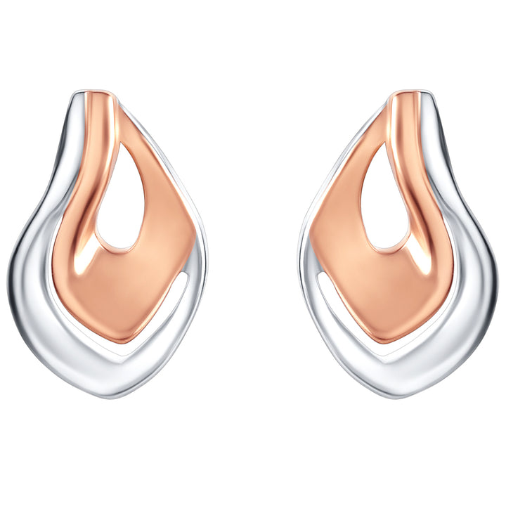 Two-Tone Sterling Silver Layered Teardrop Earrings for Women