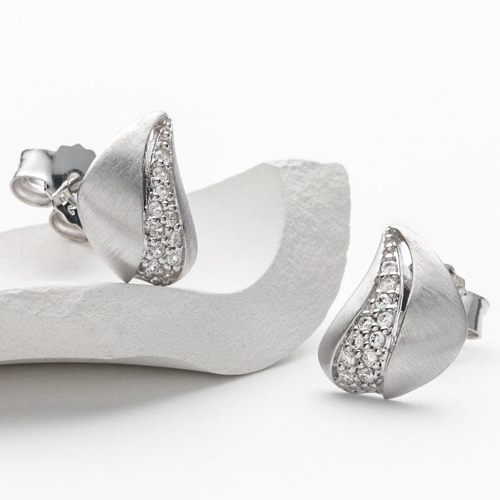 Sterling Silver Embellished Fan Earrings for Women