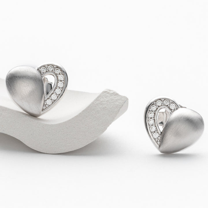 Sterling Silver Dainty Heart Earrings for Women