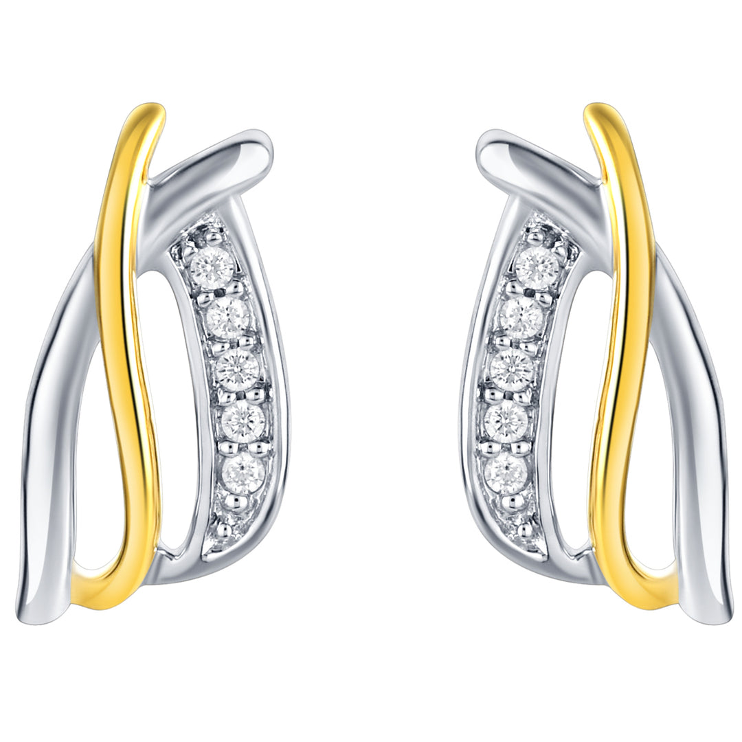 Two-Tone Sterling Silver Criss-Cross Earrings for Women
