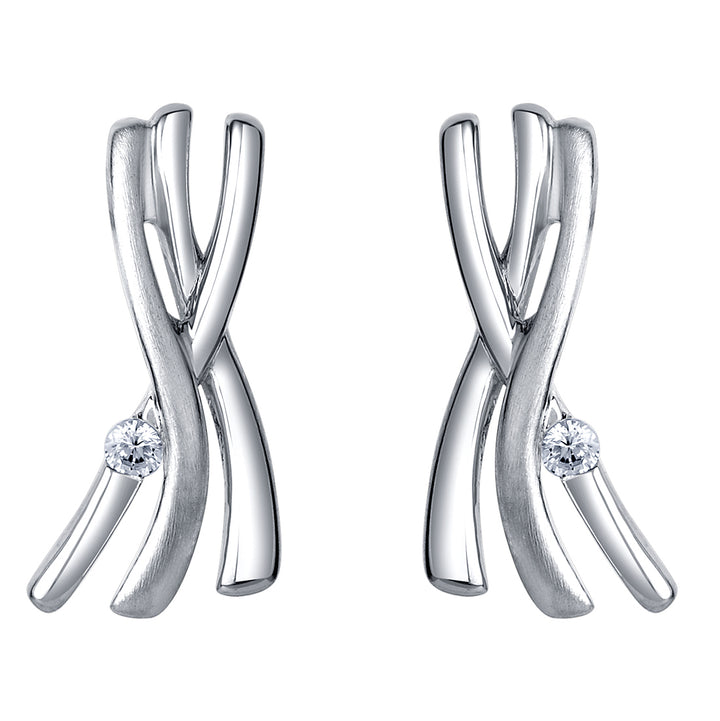 Sterling Silver Sculpted X Earrings for Women