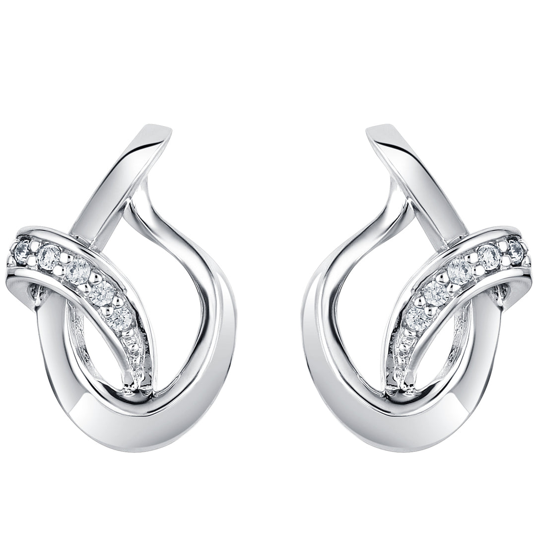 Sterling Silver Ribboned Open Teardrop Earrings for Women