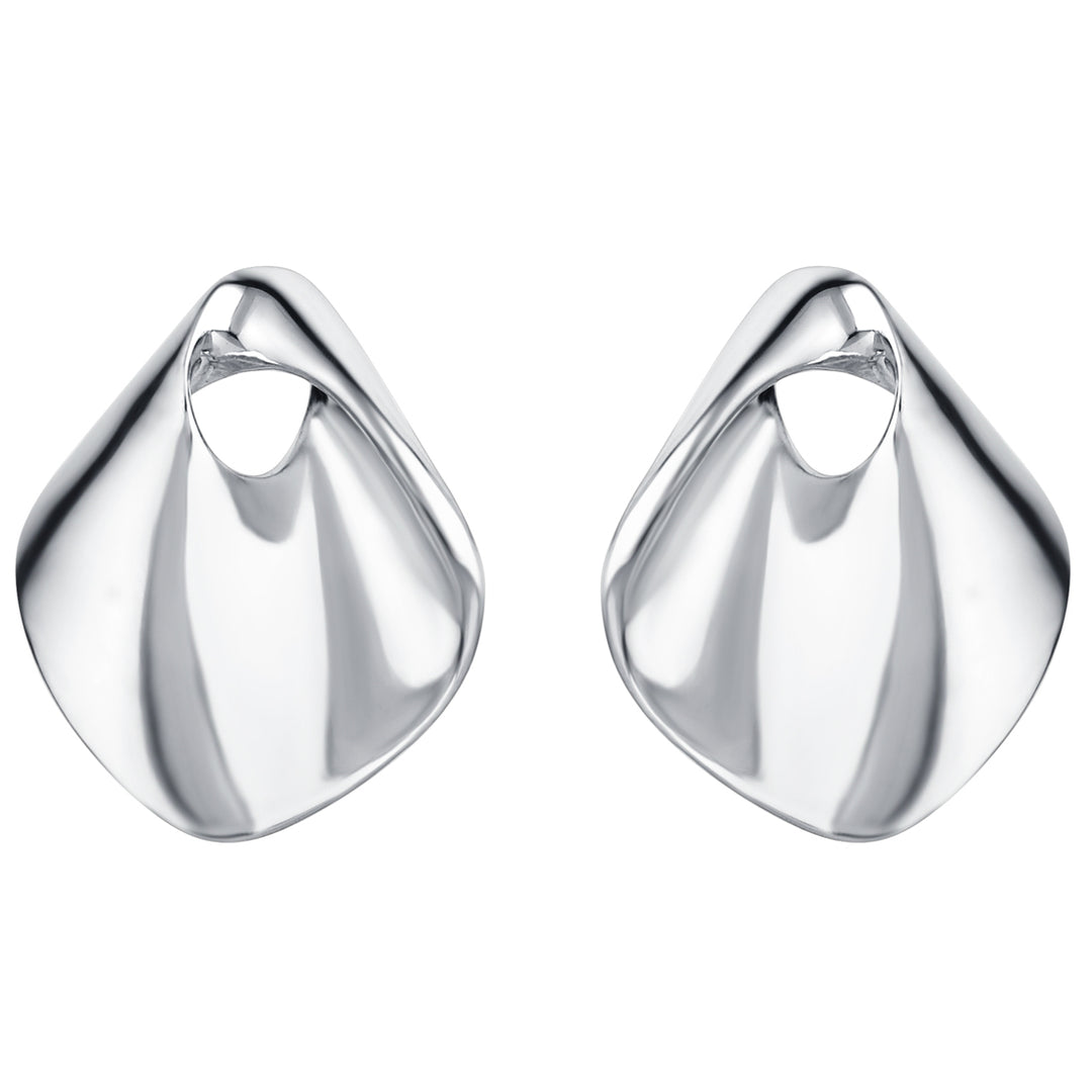 Sterling Silver Sculpted Fan Earrings for Women