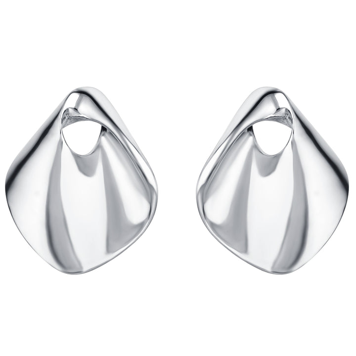 Sterling Silver Sculpted Fan Earrings for Women