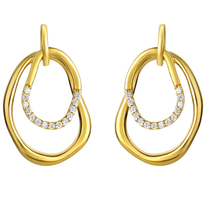 Yellow-Tone Sterling Silver Organic Hoop Earrings for Women