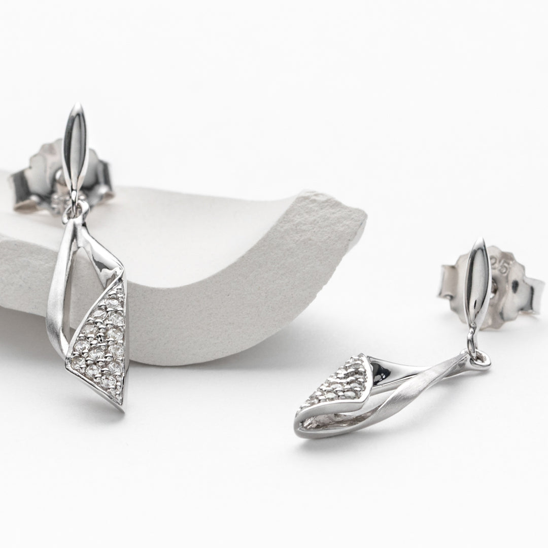 Sterling Silver Teardrop Charm Drop Earrings for Women