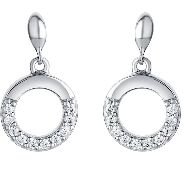 Sterling Silver Swirled Circle Drop Earrings for Women