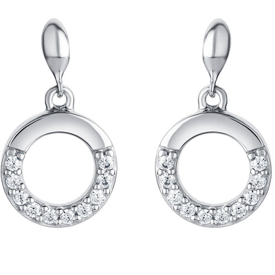 Sterling Silver Swirled Circle Drop Earrings for Women