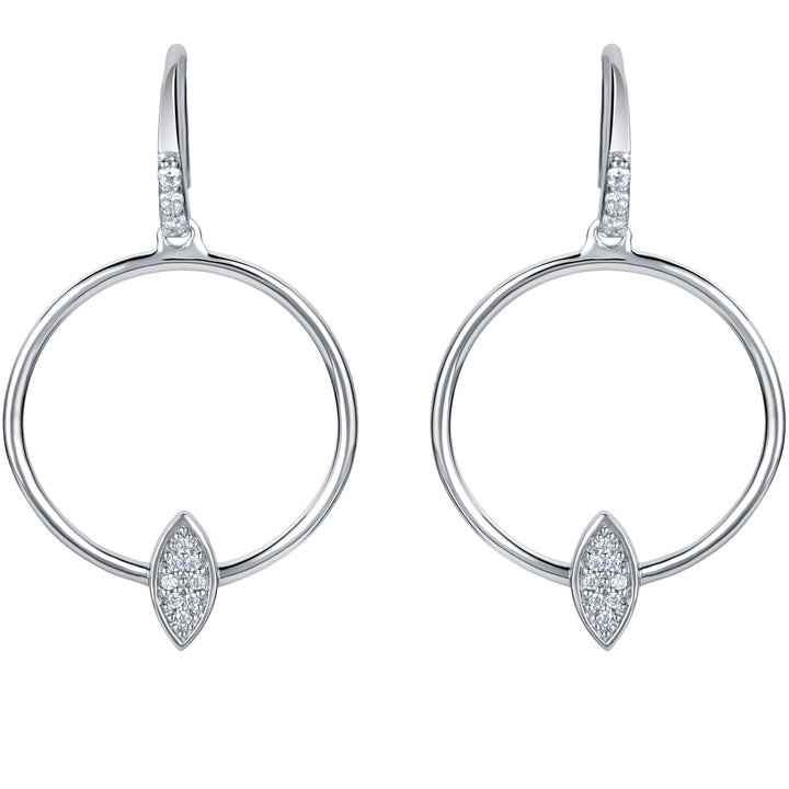 Sterling Silver Floating Marquise Round Earrings for Women