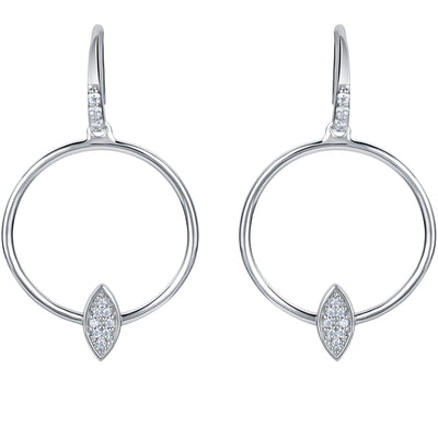 Sterling Silver Floating Marquise Round Earrings for Women