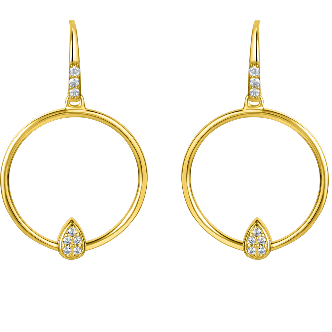Yellow-Tone Sterling Silver Floating Teardrop Charm Earrings for Women