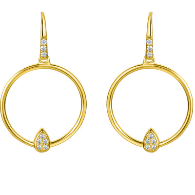 Yellow-Tone Sterling Silver Floating Teardrop Charm Earrings for Women