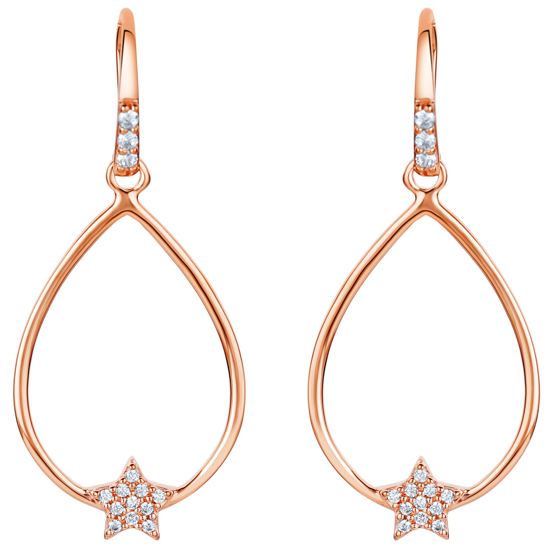 Sterling Silver Floating Star Charm Earrings for Women