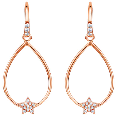 Sterling Silver Floating Star Charm Earrings for Women