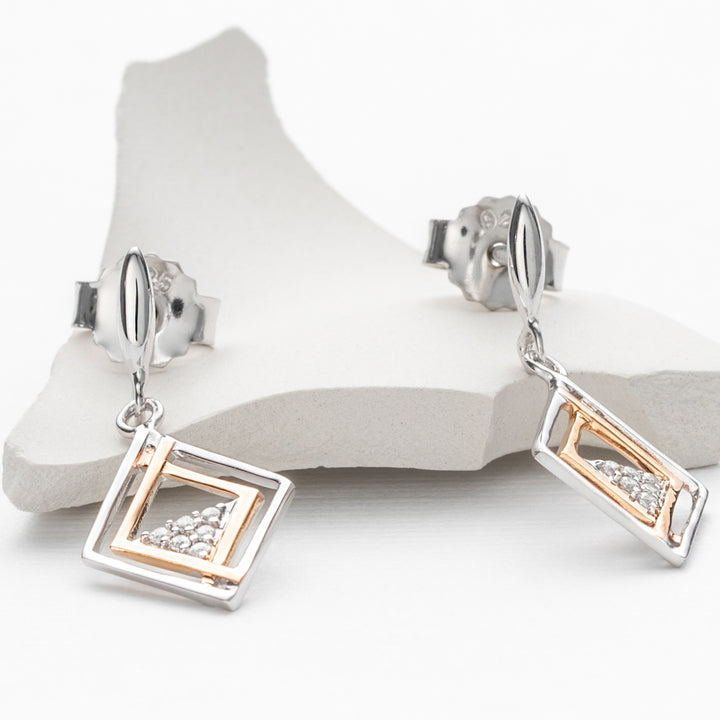 Sterling Silver Embellished Kite Earrings for Women