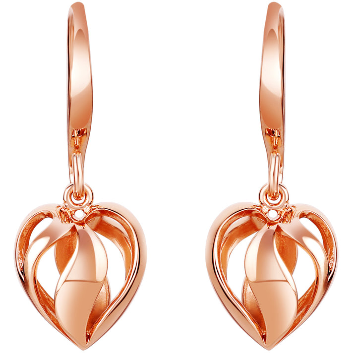 Sterling Silver Swirled Heart Drop Earrings for Women