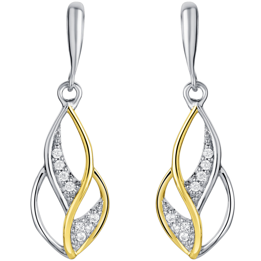 Two-Tone Sterling Silver Infinity Teardrop Earrings for Women