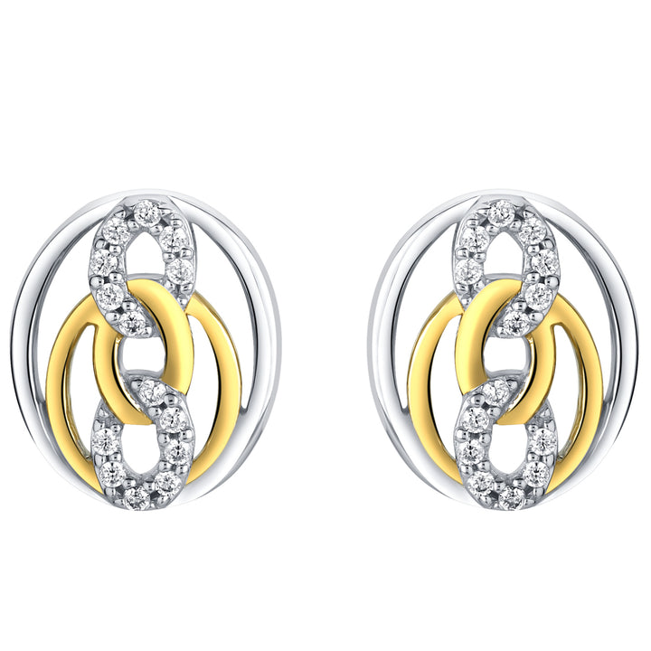 Two-Tone Sterling Silver Infinity Links Earrings for Women