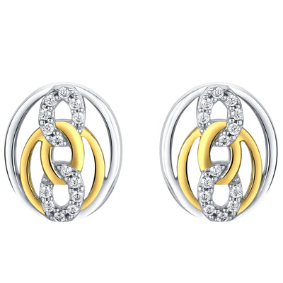 Two-Tone Sterling Silver Infinity Links Earrings for Women