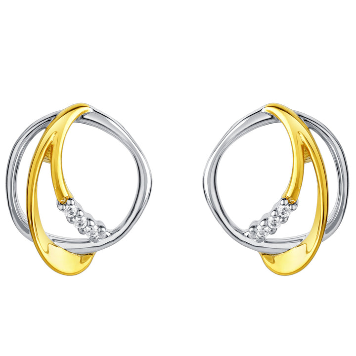 Two-Tone Sterling Silver Swirled Organic Ring Earrings for Women