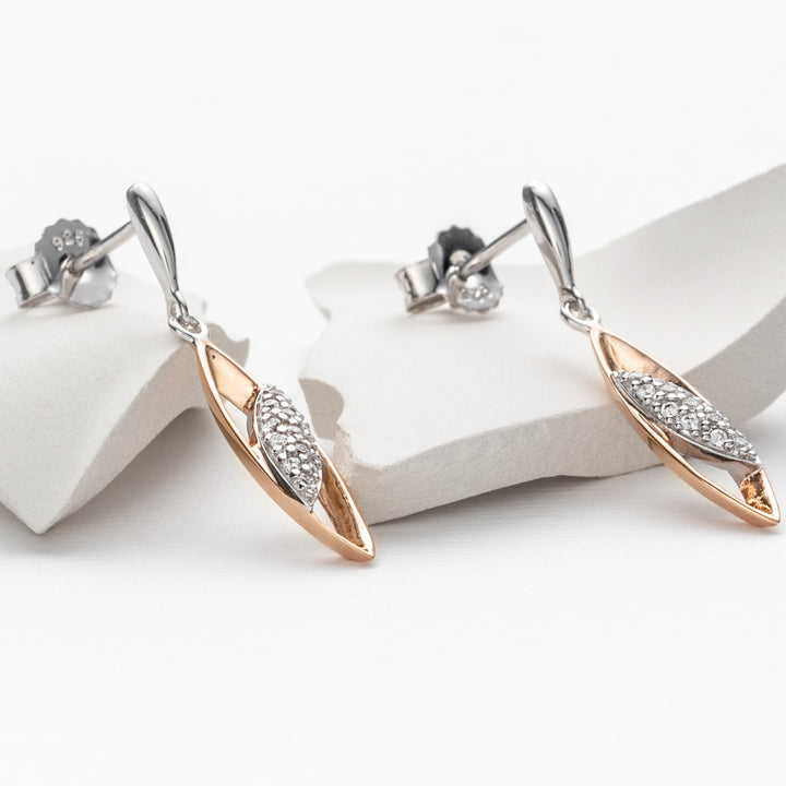 Sterling Silver Dainty Open Marquise Drop Earrings for Women