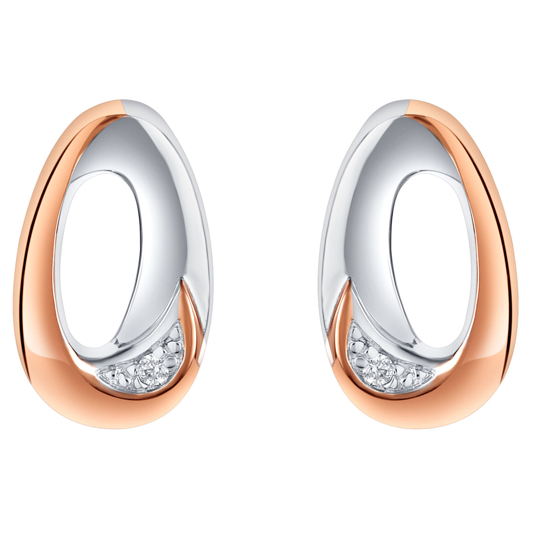Two-Tone Sterling Silver Open Ellipse Earrings for Women