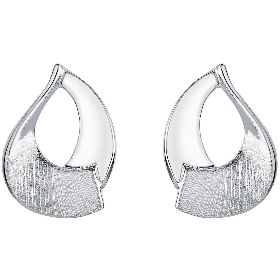 Sterling Silver Sculpted Open Teardrop Earrings for Women