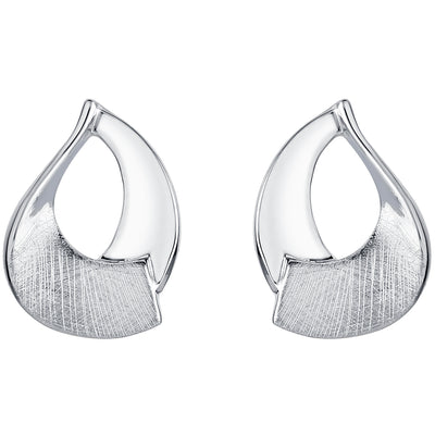 Sterling Silver Sculpted Open Teardrop Earrings for Women