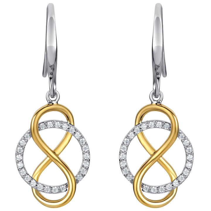 Two-Tone Sterling Silver Infinity Drop Earrings for Women