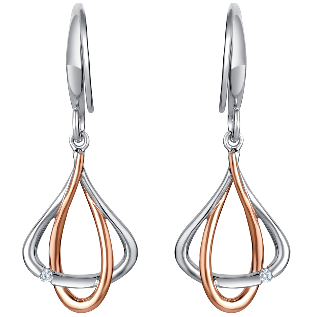 Two-Tone Sterling Silver Linked Dewdrop Earrings for Women