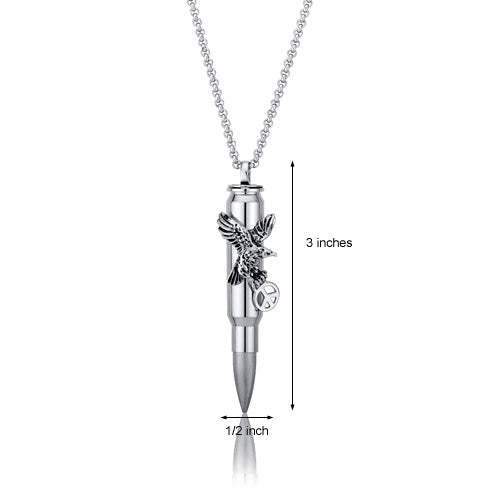 Bald Eagle Design Stainless Steel Bullet Necklace