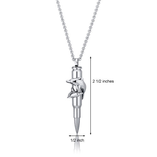 Dolphin Design Stainless Steel Bullet Necklace