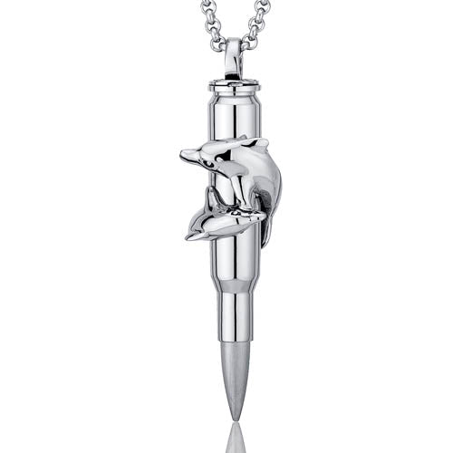 Dolphin Design Stainless Steel Bullet Necklace